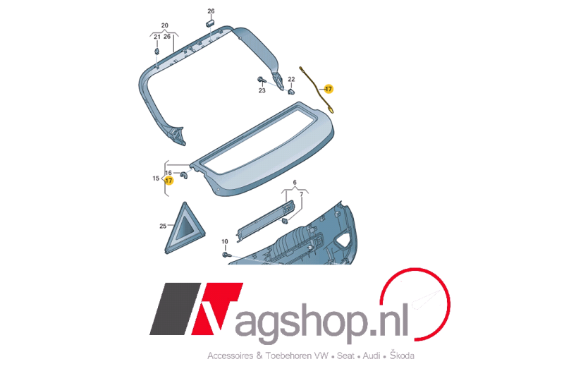 Audi A1 8X ophangkoord voor hoedenplank Audi A1 8X ophangkoord voor hoedenplank