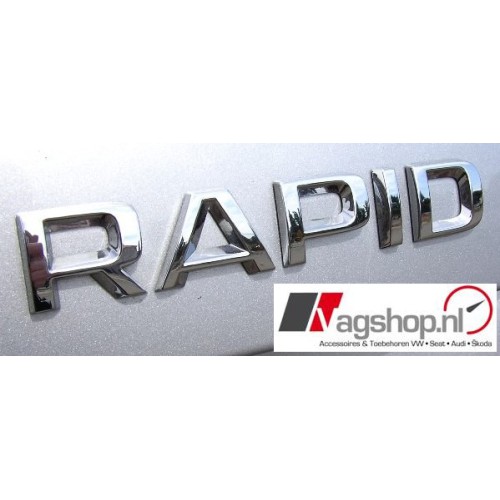 Skoda 'RAPID' plak embleem achterkant 