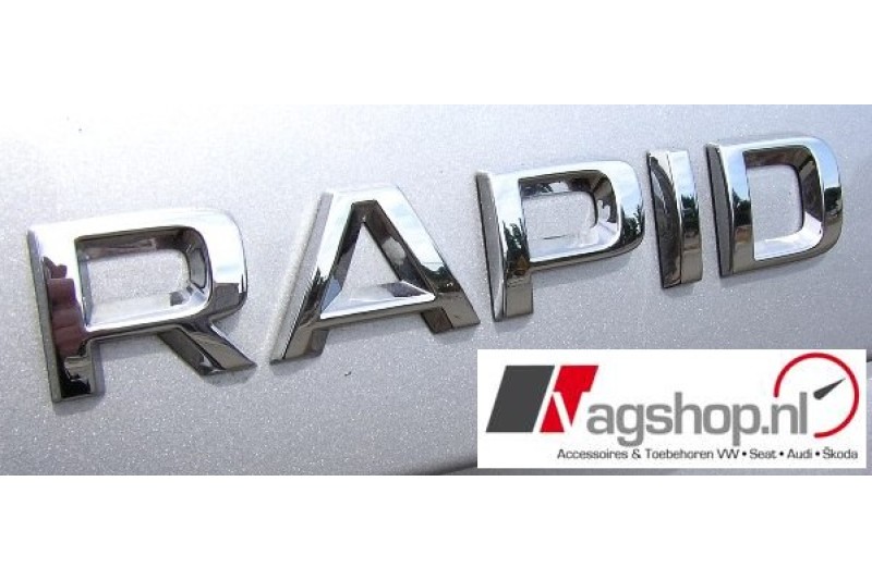 Skoda 'RAPID' plak embleem achterkant 