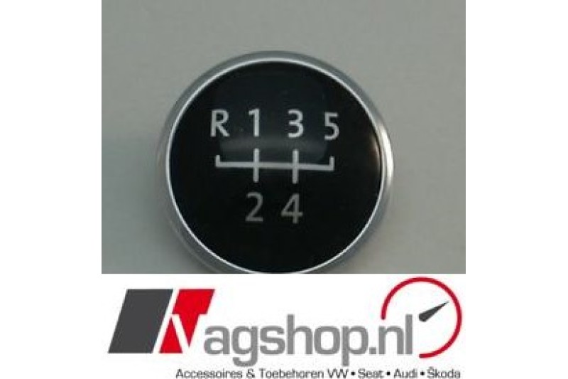 VW transporter (T5) Embleem voor schakelpook met 5 of 6 versnellingen -Zwart/Zilver-