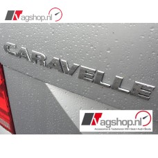 VW transporter (T5 & T6) 'CARAVELLE' plak embleem achterkant 