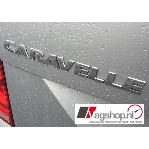 VW transporter (T5 & T6) 'CARAVELLE' plak embleem achterkant 