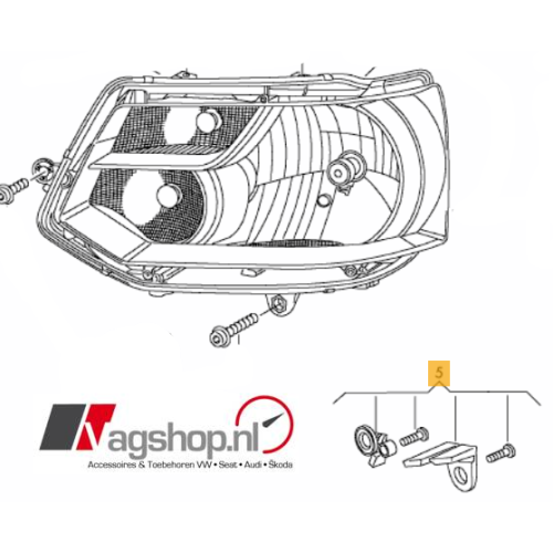 VW Transporter (T5) reparatieset voor koplamp 