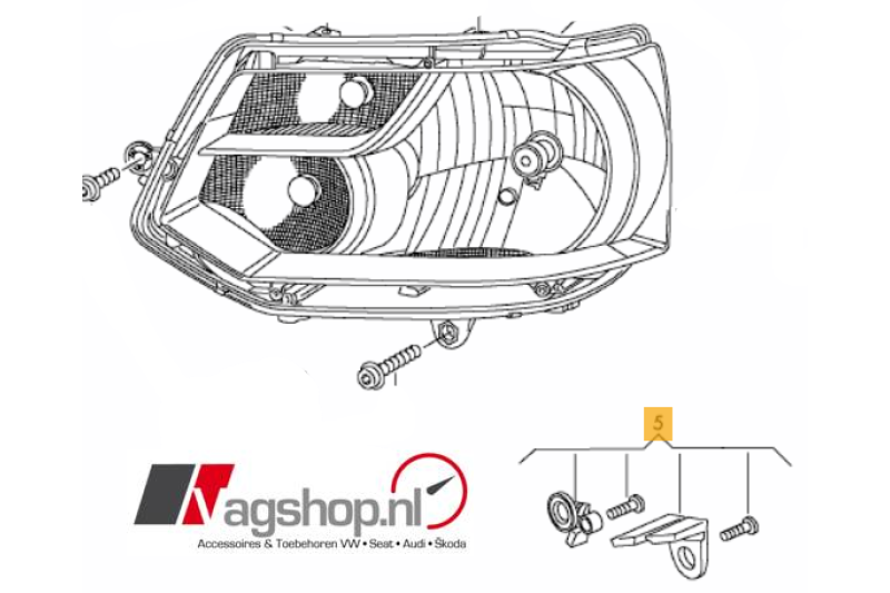 VW Transporter (T5) reparatieset voor koplamp 