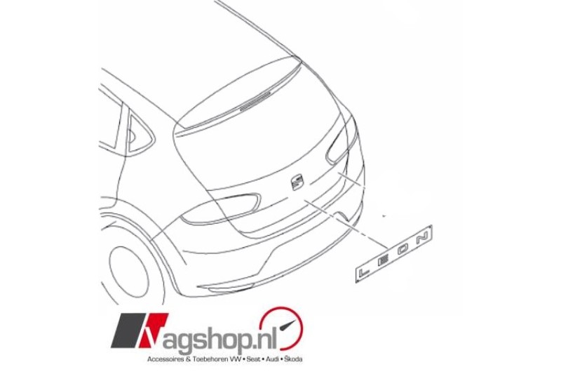 Seat Leon 1P/5F 'LEON' Plak embleem achterkant 
