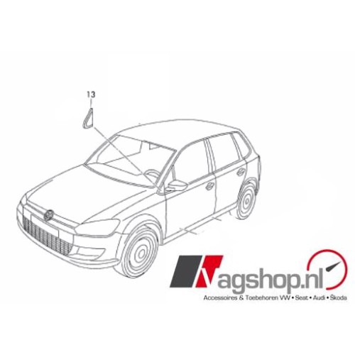 VW Polo (6R) buitenspiegel afdekking - Zwart - 