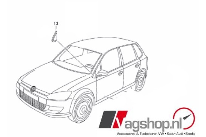 VW Polo (6R) buitenspiegel afdekking - Zwart - 