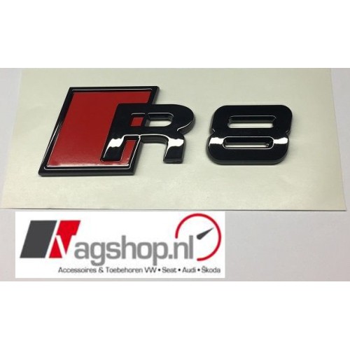 Audi R8 'R8' Black Edition plak embleem achterkant 