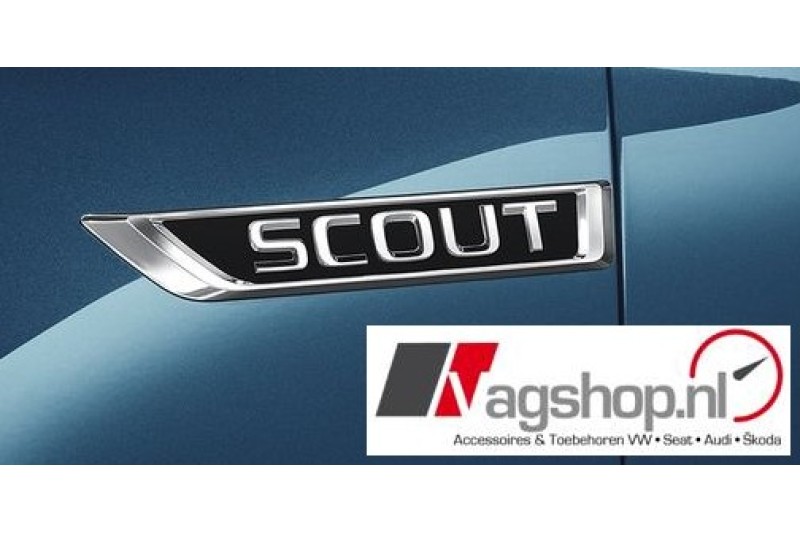 Skoda 'Scout' zijembleem links 