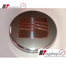 Seat naafkap voor Aluminium velgen - Zilver/Rood -