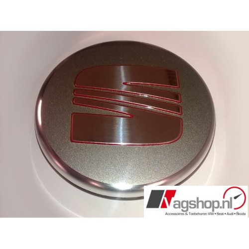 Seat naafkap voor Aluminium velgen - Zilver/Rood -