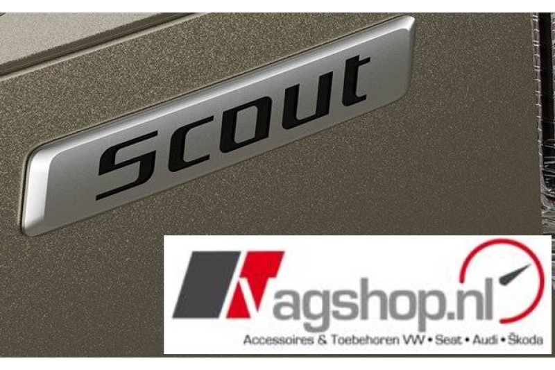 Skoda 'Scout' Plak embleem achterkant 