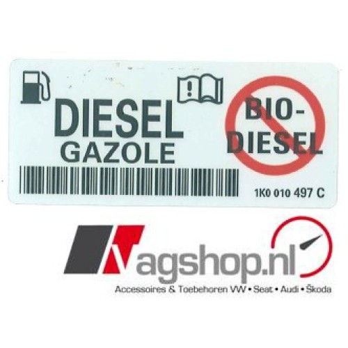 Audi/VW/Seat/Skoda sticker voor bij te vullen brandstof DIESEL