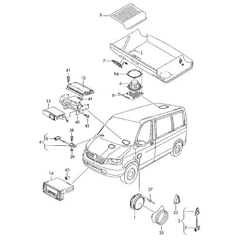 Volkswagen T5/T6/Multivan/Caravelle Plafond-speakerkap 