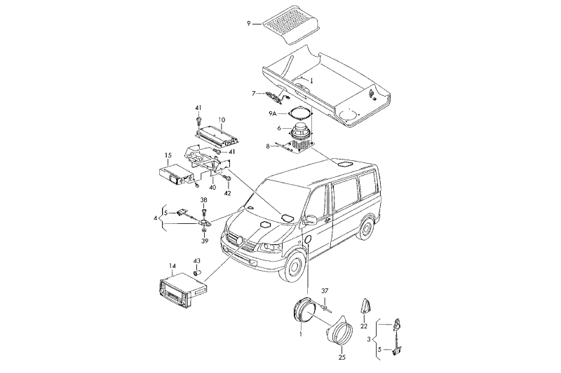 Volkswagen T5/T6/Multivan/Caravelle Plafond-speakerkap 