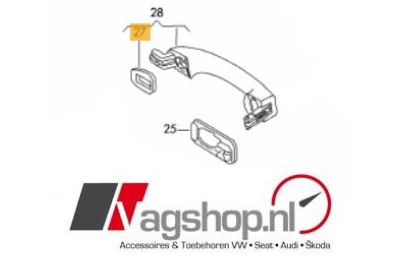 VW Caddy (2K & SA), transporter (T5 & T6) schuifdeurgreep - Zwart - 