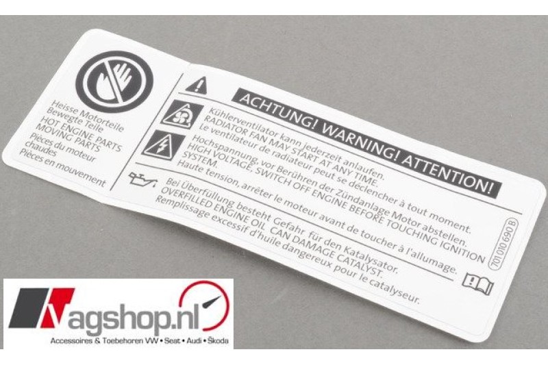 Audi/ VW/Seat/Skoda 'Waarschuwingssticker' 