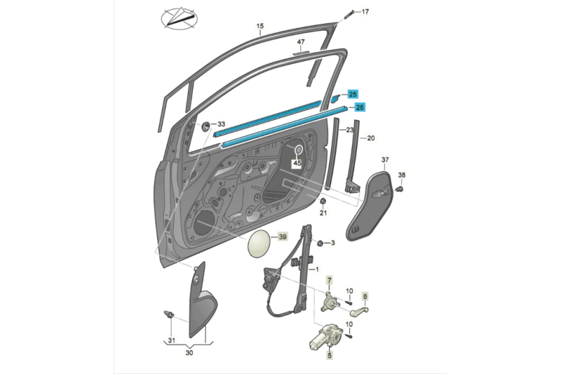 Volkswagen UP! raamafdichting (bestuurders & bijrijderskant) Volkswagen UP! raamafdichting (bestuurders & bijrijderskant)