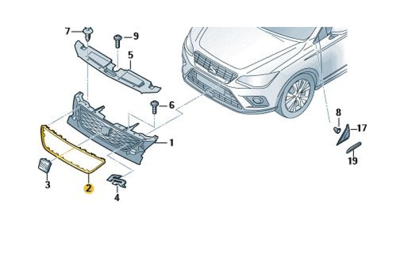 Grill Sierlijst Seat Arona 