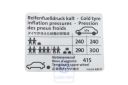 Volkswagen Golf 5 (1K) bandenspanningssticker - Japanse uitvoering