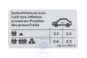 Volkswagen Passat B5 (3B) bandenspanningssticker - 5-cilinder/4-cilinder 110 kW