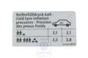 Volkswagen Passat B6 (3C) bandenspanningssticker - sedan benzine 85 kW