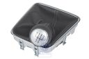 Volkswagen Golf 5 (1K) leren schakelpookknop met hoes - zwart/aluminium