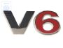 Volkswagen V6-embleem achter - chroom/rood