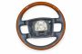 Volkswagen Phaeton (3D) leren stuurwiel met hout - marineblauw/eucalyptus