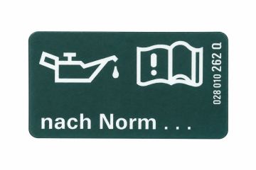 Originele sticker 'olie volgens vw-norm'