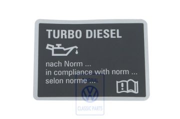 Volkswagen Passat B5 (3B) motoroliesticker (6-cilinder diesel)