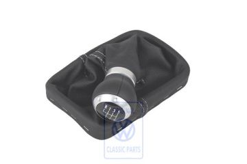 Volkswagen New Beetle (9C) leren schakelpookknop met hoes - zwart/chroom