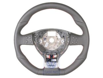 Volkswagen Jetta 5 (1K) leren multifunctioneel stuurwiel voor airbag - zwart/rood