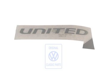 Volkswagen folieopschrift UNITED - links, zilver