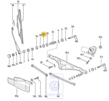 Volkswagen Transporter T2 afstandsring ruitenwisser