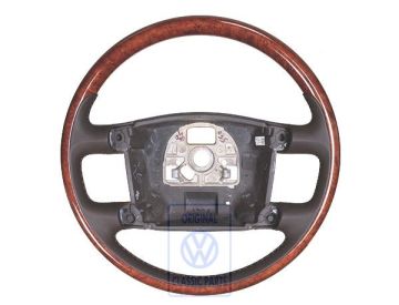 Volkswagen stuurwiel van hout en leer - naturelbruin/notenhout
