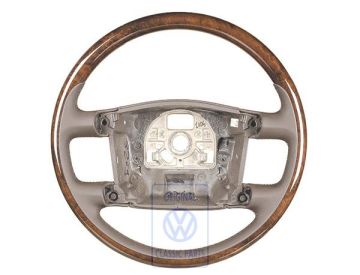 Volkswagen Touareg 1 (7L) stuurwiel van leer en hout - natuurbruin/mirte
