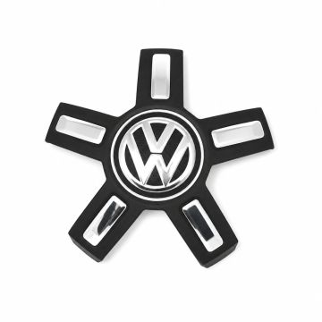 Originele Volkswagen wieldop - wielkap satijnzwart/chroomglans/ reflexzilver