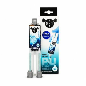 5 in 1 PU-lijm zwart 1 minuut (25ml) met 2 mixertips