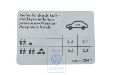 Volkswagen Lupo bandenspanningssticker