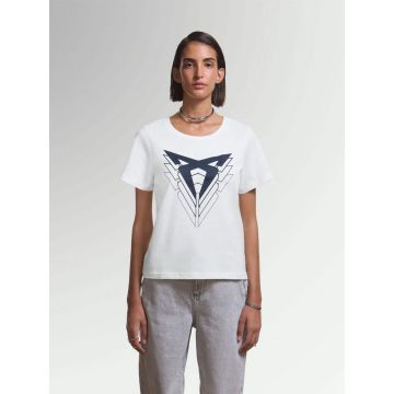 CUPRA T-shirt met groot logo (dames, wit, slimfit)
