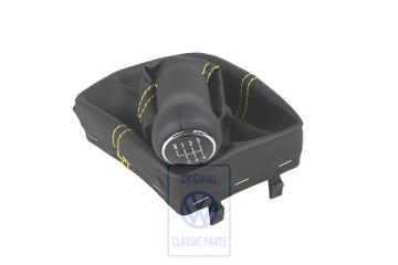 Volkswagen Polo 4 (9N) versnellingspookknop met hoes 6-bak - zwart/geel