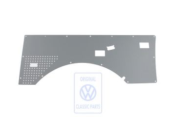 Volkswagen Transporter T5 zijwandbekleding linksachter - kunstgrijs, met raamopeningen