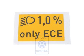 Volkswagen koplampsticker 1,0% alleen ECE