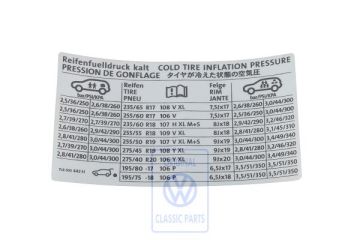 Volkswagen Touareg 1 (7L) bandenspanningssticker (6-cilinder)