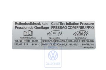 Volkswagen bandenspanningssticker