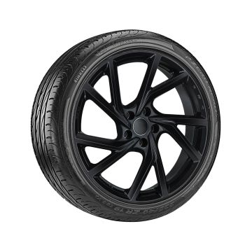 Audi A1 (GB) 17 inch lichtmetalen wielset in hoogglans zwart met Continental all-seasonbanden