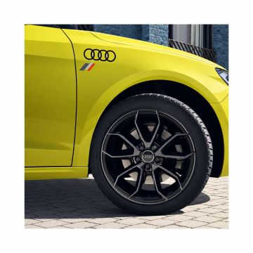 Originele Audi audi decorfolie met ringen en heritage vlag - zwart
