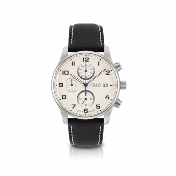 Audi chronograaf (zilver/beige) horloge