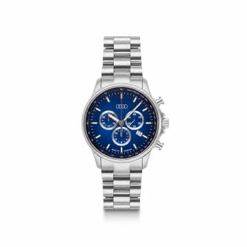 Audi chronograaf RVS (zilver/blauw) horloge